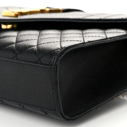 Saint Laurent Grain De Poudre Textured Mixed Matelasse Triquilt Medium Monogram Satchel Black 9 of 10