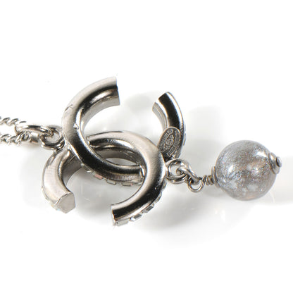 Chanel Swarovski Crystal Bead Pendant CC Necklace Silver 4 of 5