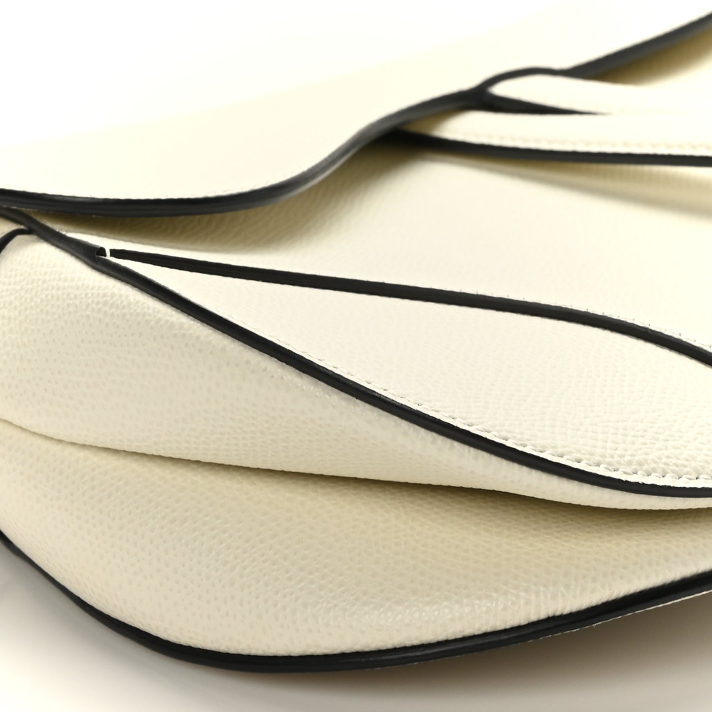 Grained Calfskin Saddle Bag White