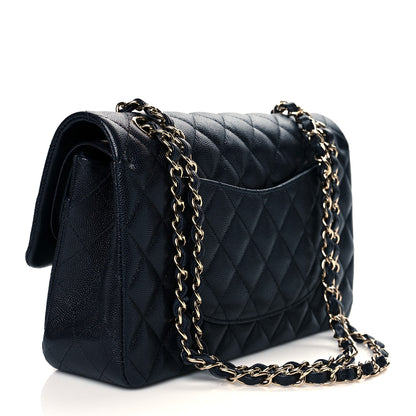 Chanel Caviar Quilted Medium Double Flap Navy 3 of 10