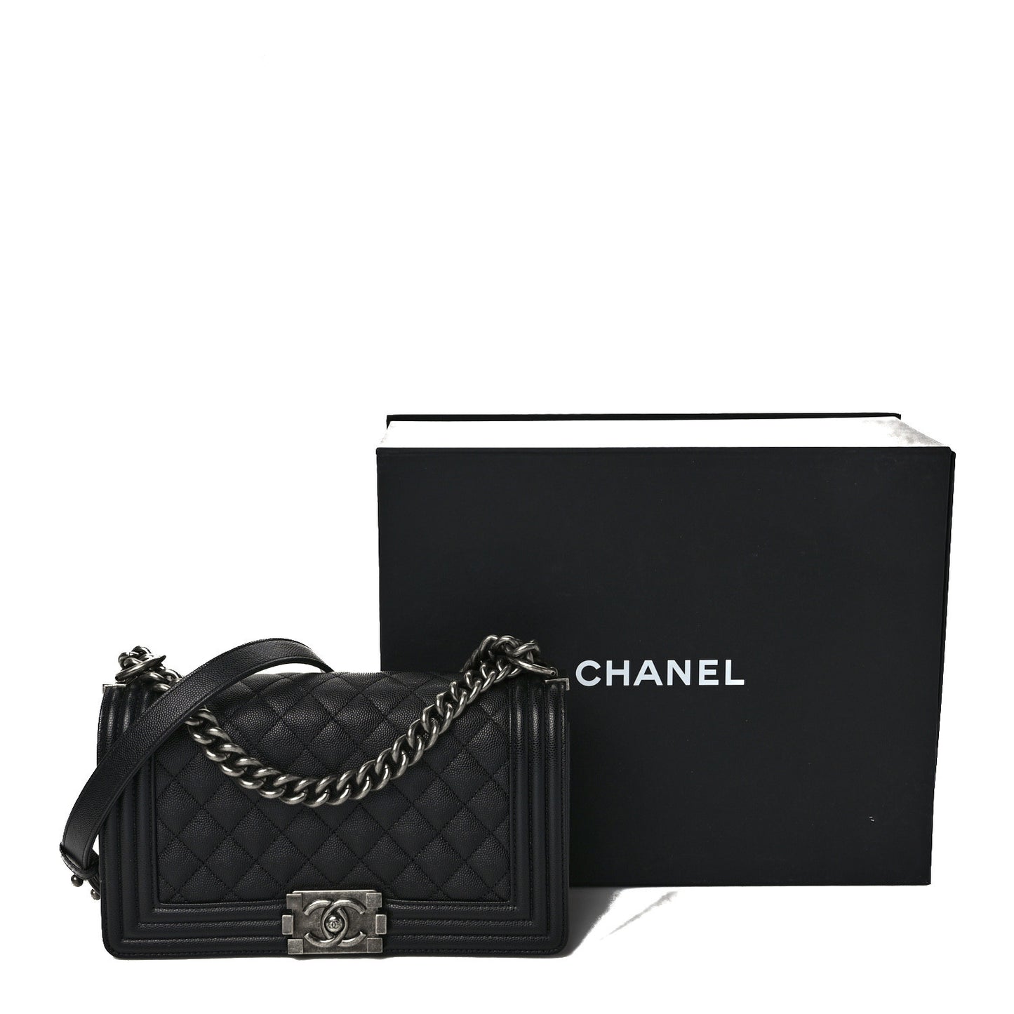 Caviar Quilted Medium Boy Flap Black