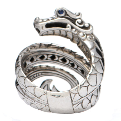 John Hardy Sterling Silver Blue Sapphire Legends Naga Dragon Coil Ring 54 7 3 of 4