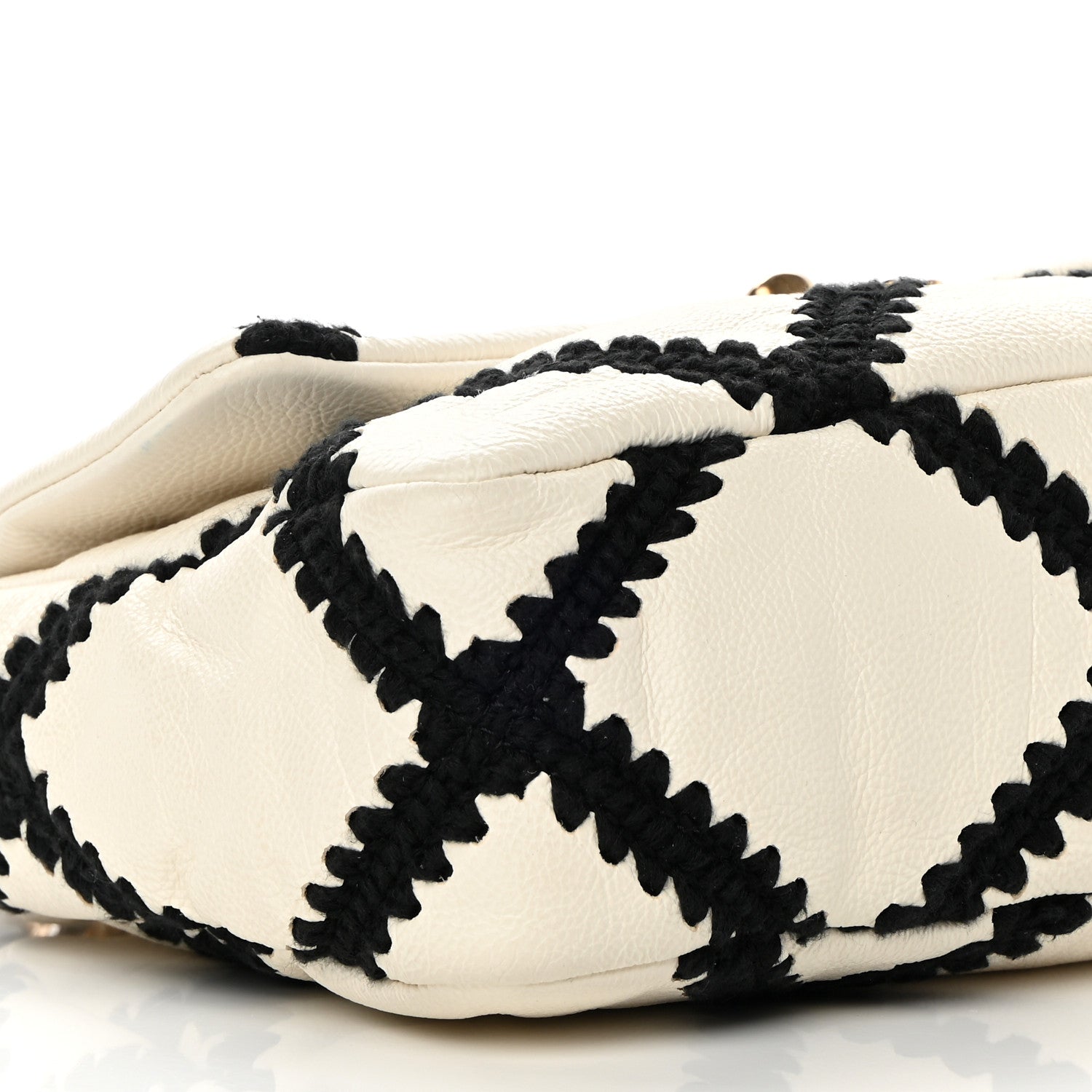Chanel Calfskin Crochet Medium Chanel 19 Flap White Black 9 of 13