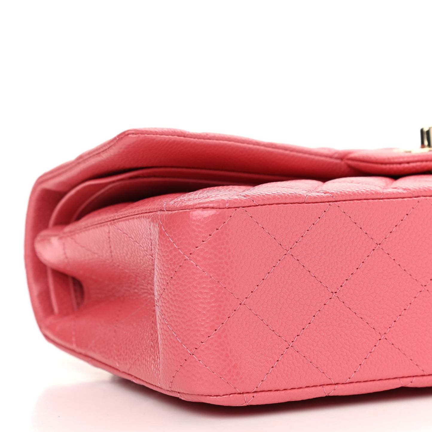 Metallic Caviar Quilted Medium Double Flap Pink