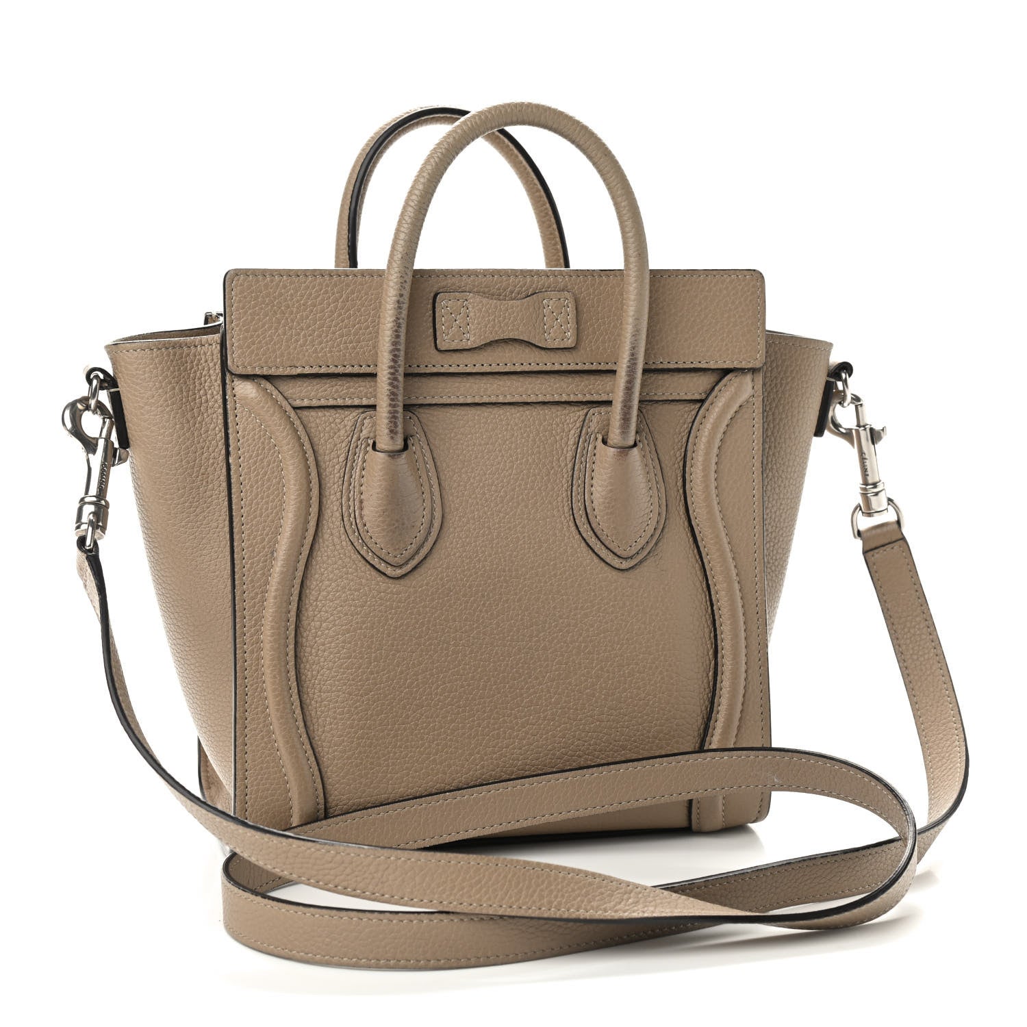 Celine Drummed Calfskin Nano Luggage Dune 3 of 16