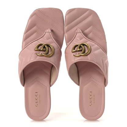 Gucci Nappa Charlotte Double G Marmont Thong Sandals 37 Perfect Pink 2 of 11