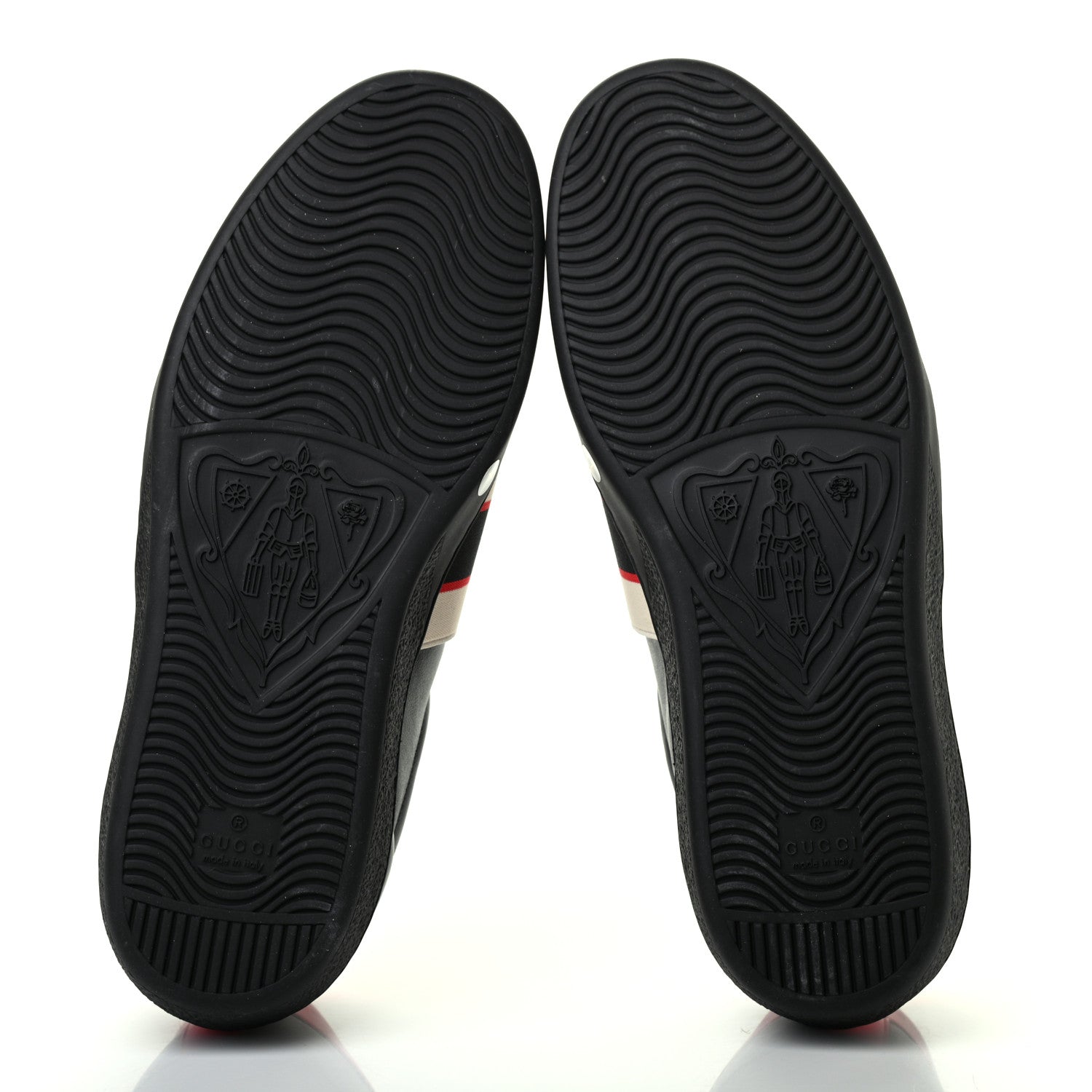 Gucci Calfskin Stripe Mens New Ace Sneakers 7 Black Ecru Red Flame 5 of 8