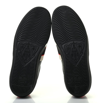 Gucci Calfskin Stripe Mens New Ace Sneakers 7 Black Ecru Red Flame 5 of 8