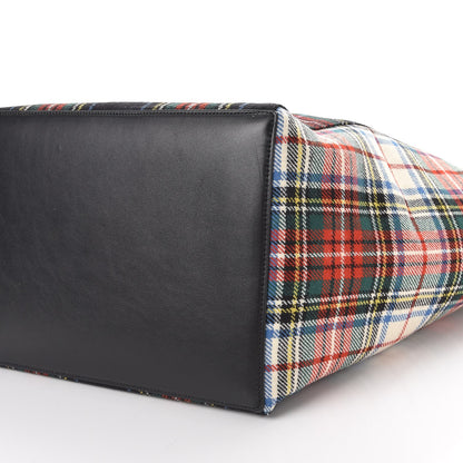 Celine Tartan Felt Plaid Medium Horizontal Cabas Phantom Red Blue 10 of 10