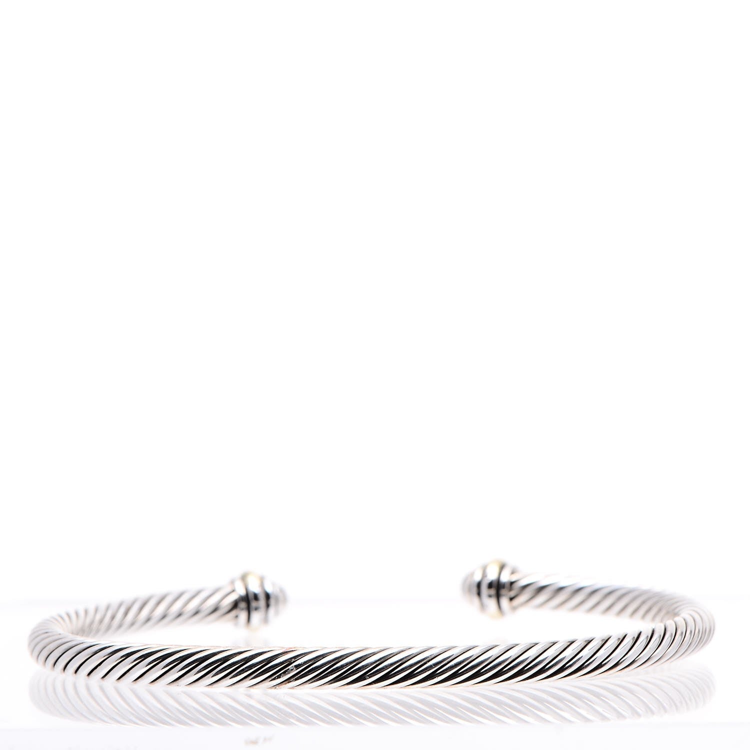 David Yurman Sterling Silver 18K Yellow Gold 4mm Cable Classics Bracelet 3 of 5