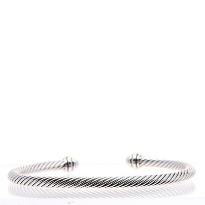 David Yurman Sterling Silver 18K Yellow Gold 4mm Cable Classics Bracelet 3 of 5