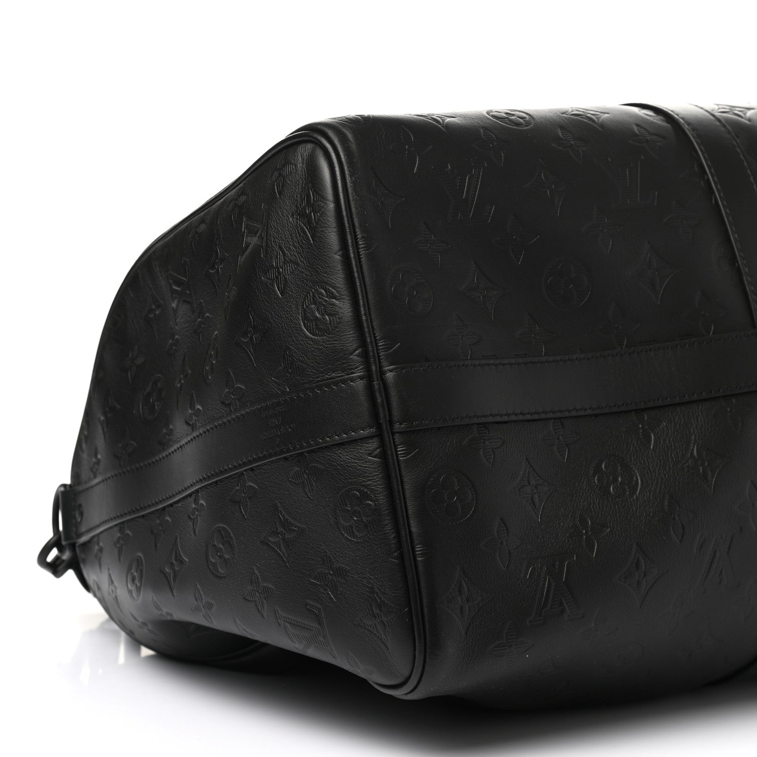Louis Vuitton Calfskin Shadow Monogram Keepall Bandouliere 50 Black 7 of 8
