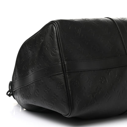 Louis Vuitton Calfskin Shadow Monogram Keepall Bandouliere 50 Black 7 of 8