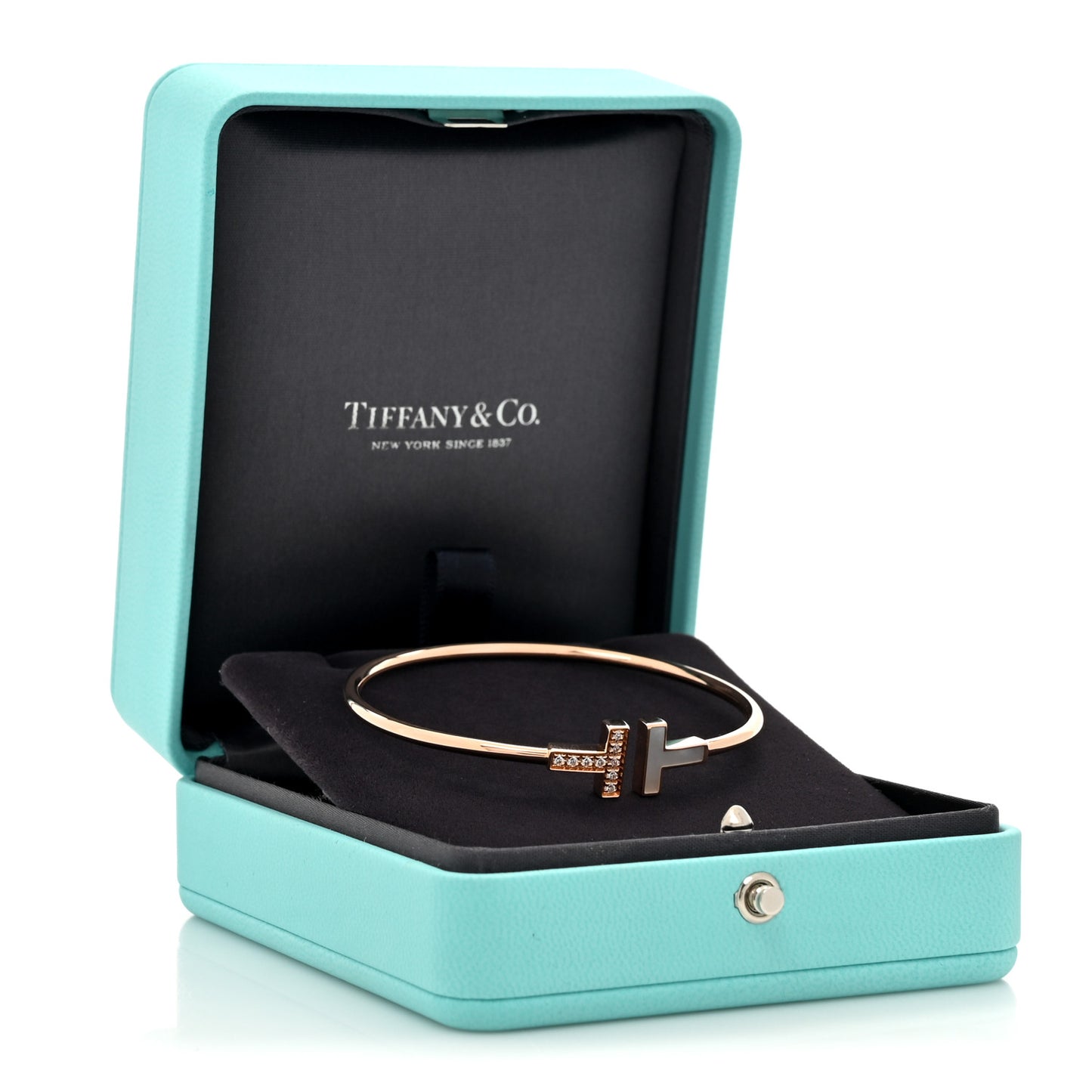 18K Yellow Gold Diamond Mother of Pearl T Wire Bracelet