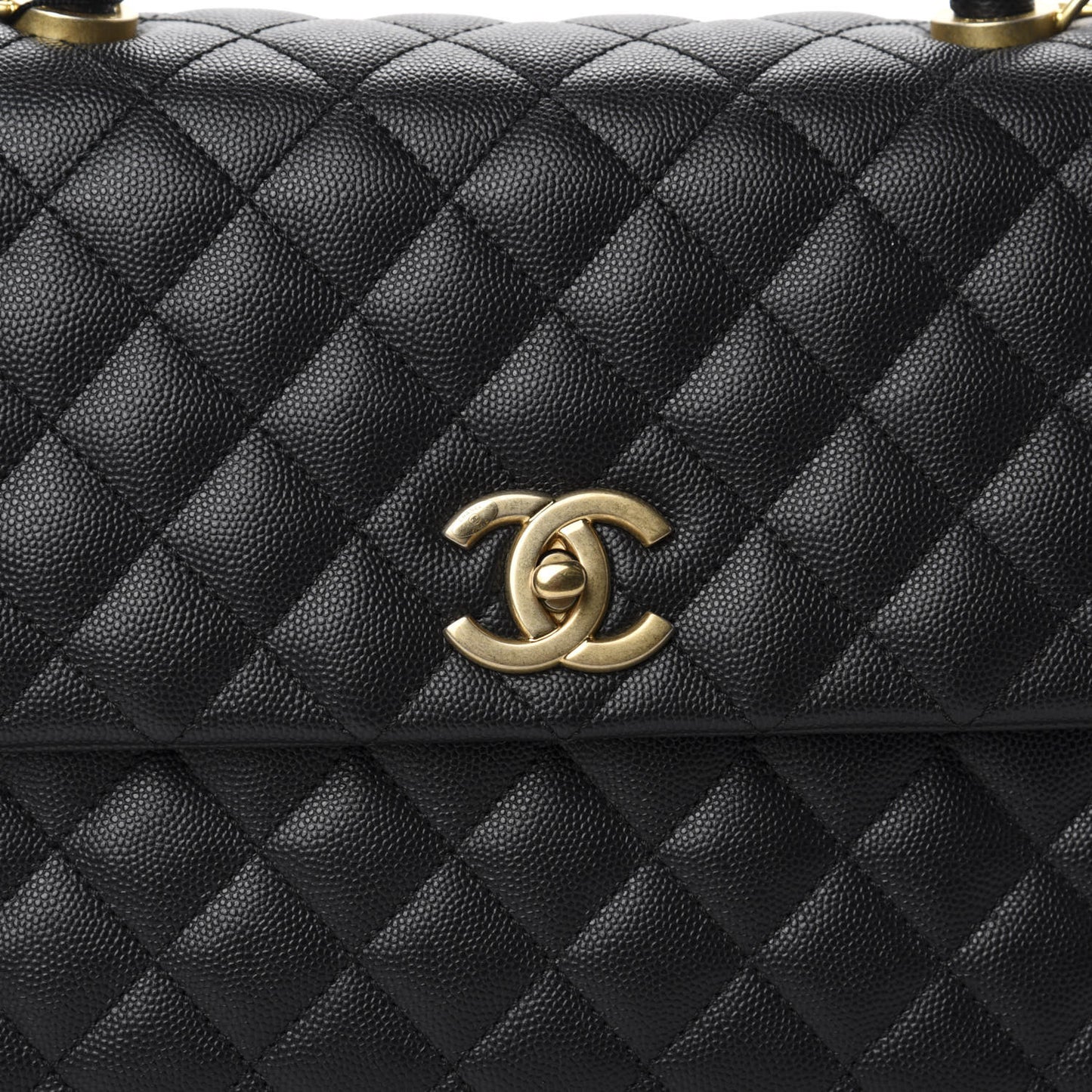 Caviar Quilted Medium Coco Handle Flap Black