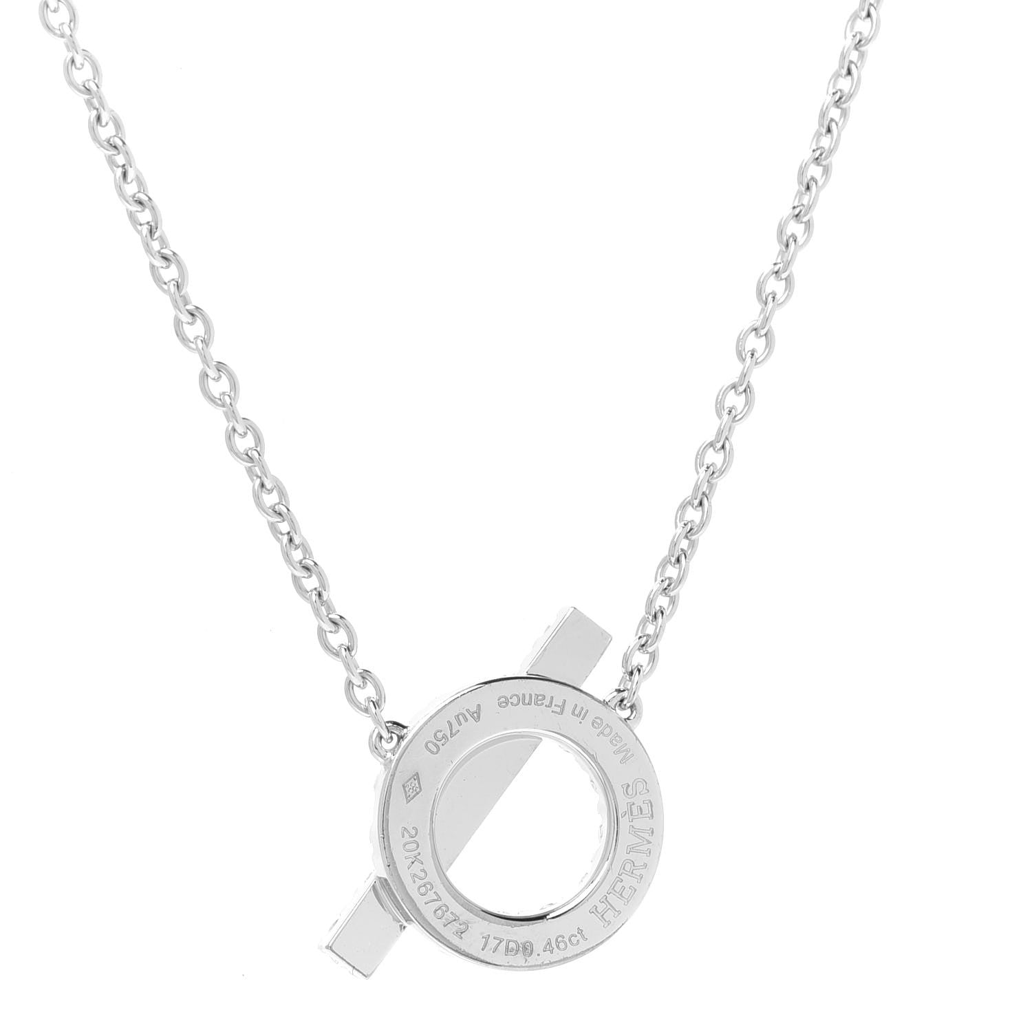 Hermes 18K White Gold Diamond Finesse Pendant Necklace 4 of 6