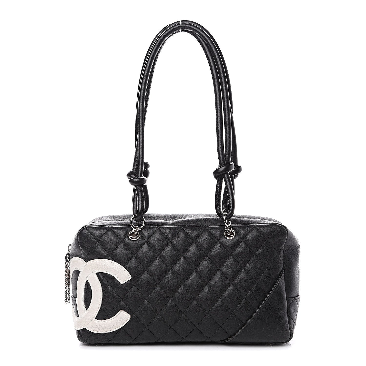 Chanel Calfskin Quilted Large Cambon Bowler Black White 1 of 17