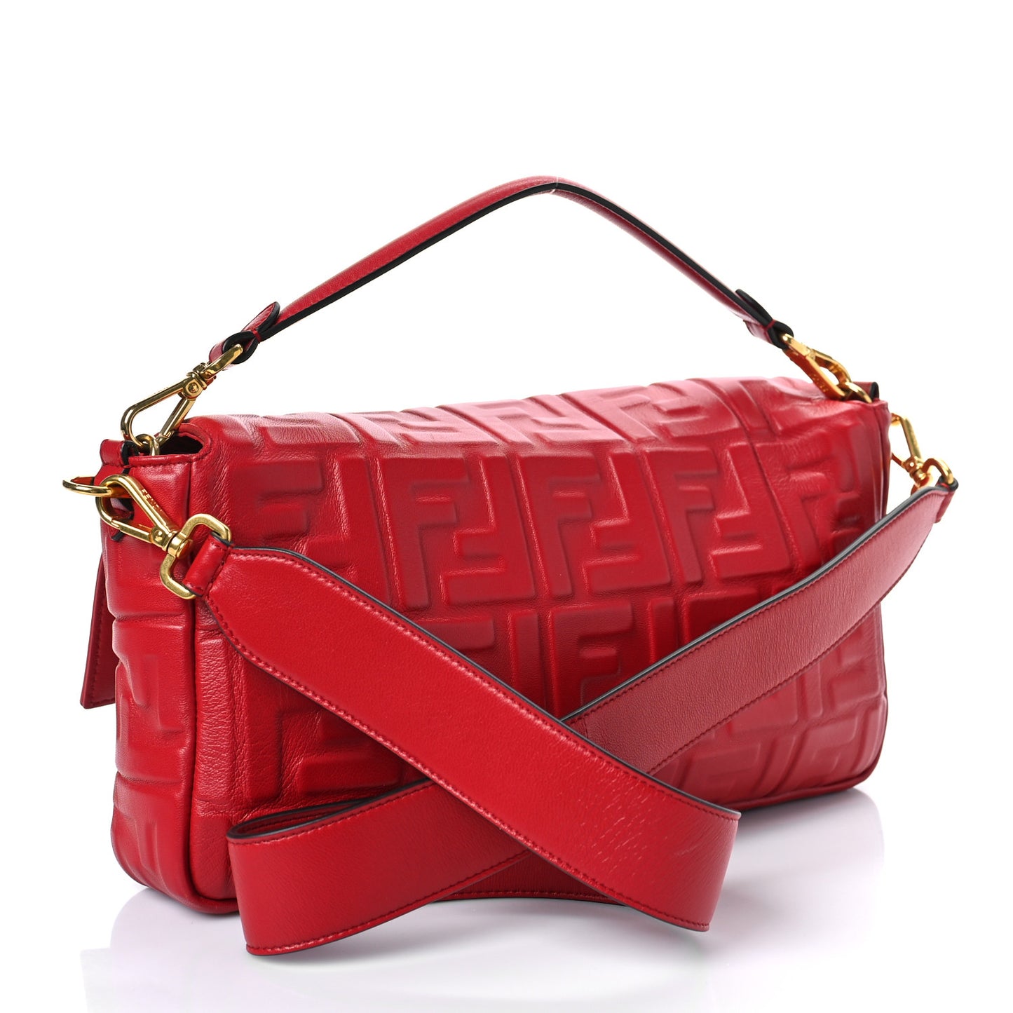 Nappa FF 1974 Embossed Large Baguette Fragola