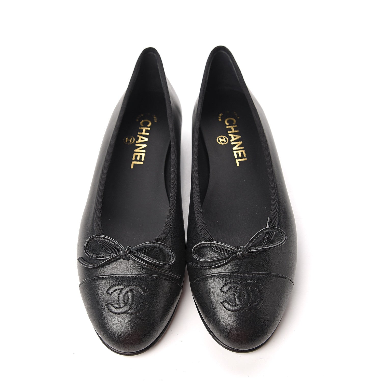Chanel Lambskin Cap Toe Ballerina Flats 38 Black 8 of 8