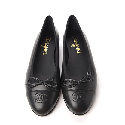 Chanel Lambskin Cap Toe Ballerina Flats 38 Black 8 of 8