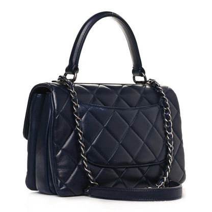 Chanel Lambskin Quilted Small Trendy CC Flap Dual Handle Bag Navy 2 of 17
