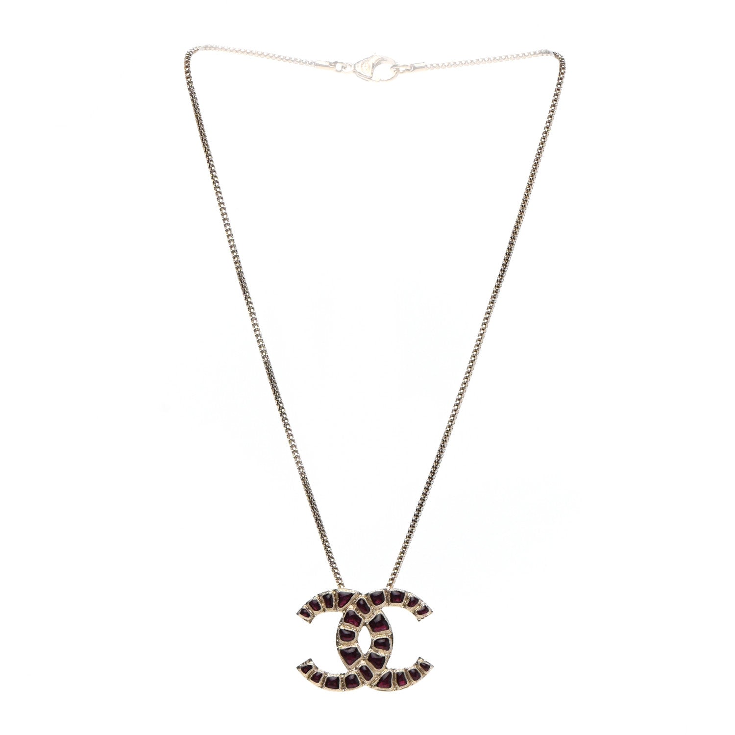 Chanel Resin Along The Nile CC Pendant Necklace Gold Purple 3 of 7