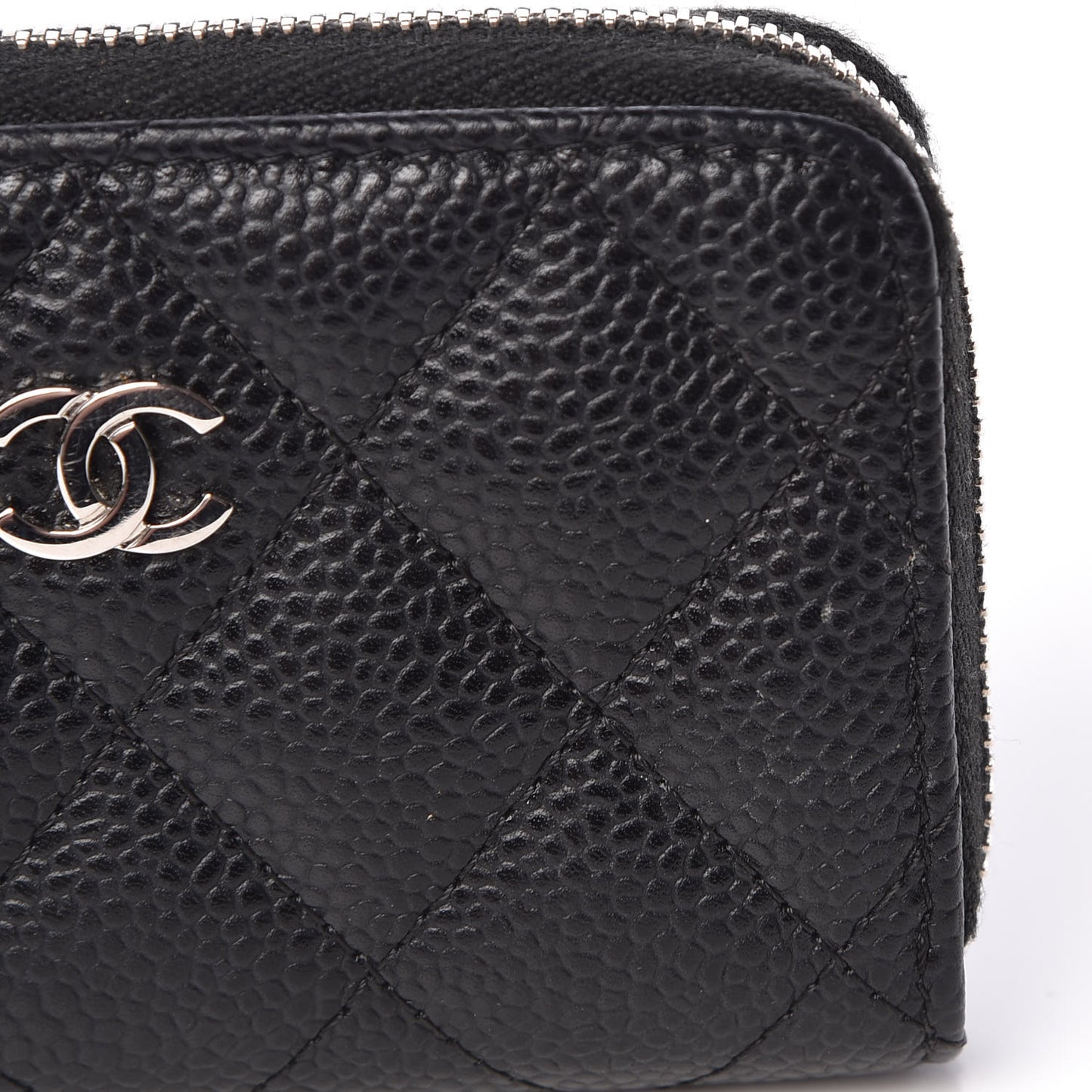 Caviar Quilted Zip Coin Purse Black