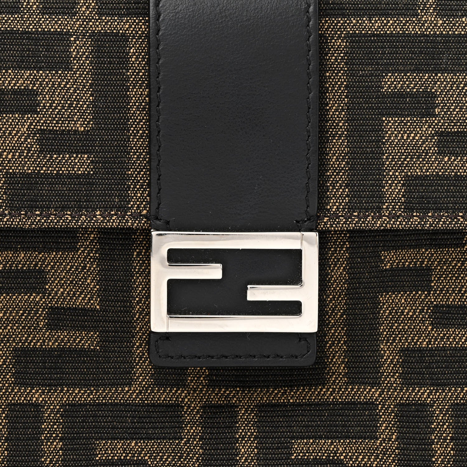 Fendi Recycled Fabric Jacquard Vitello Grace FF 1974 Baguette Belt Pouch Tobacco Moro Black 8 of 12