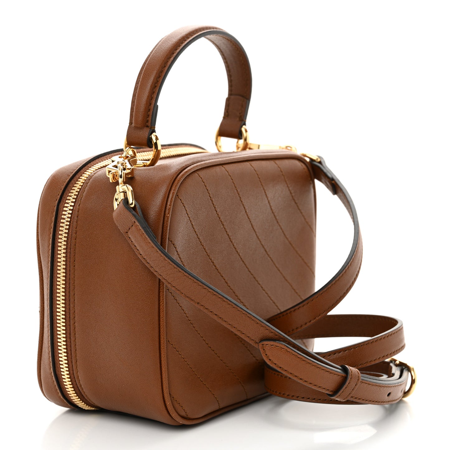 Sakai Be Green Calfskin Diagonal Stitched Blondie Top Handle Bag Cuir