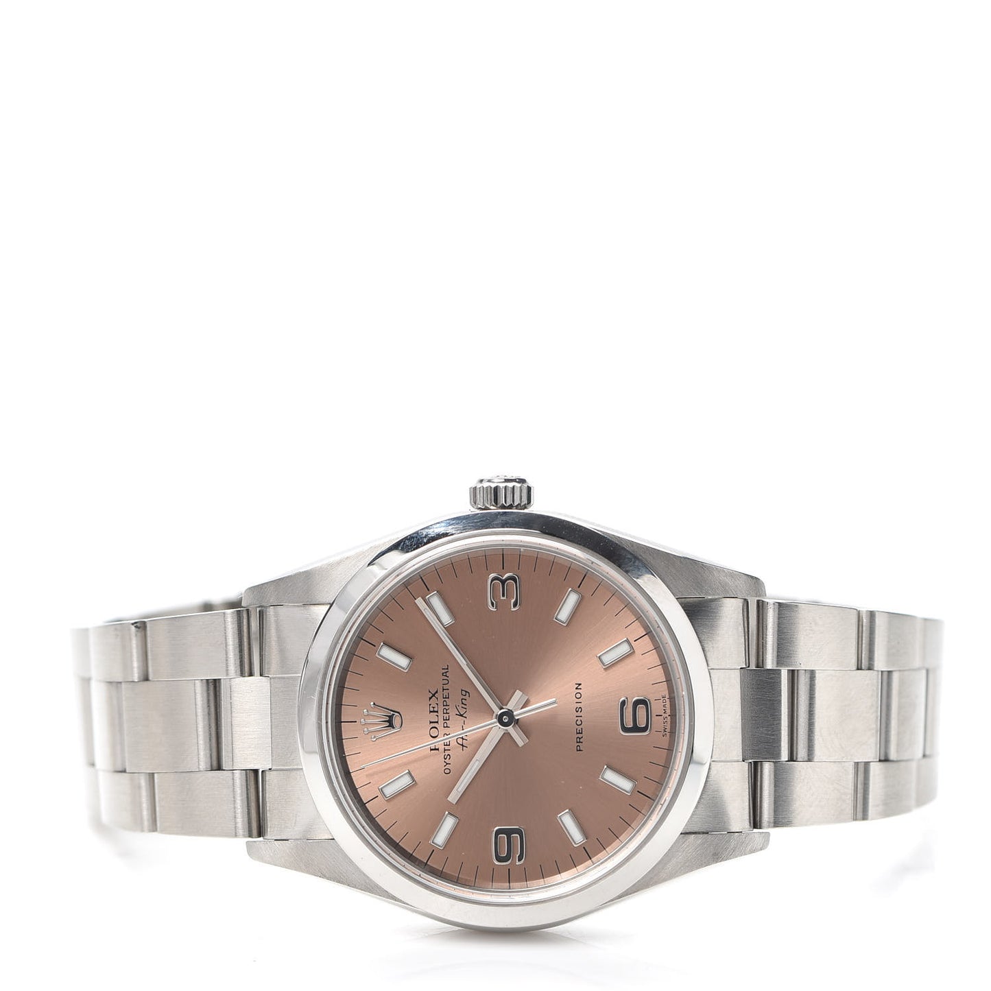Stainless Steel 34mm Air-King Oyster Perpetual Precision Watch Pink 14000