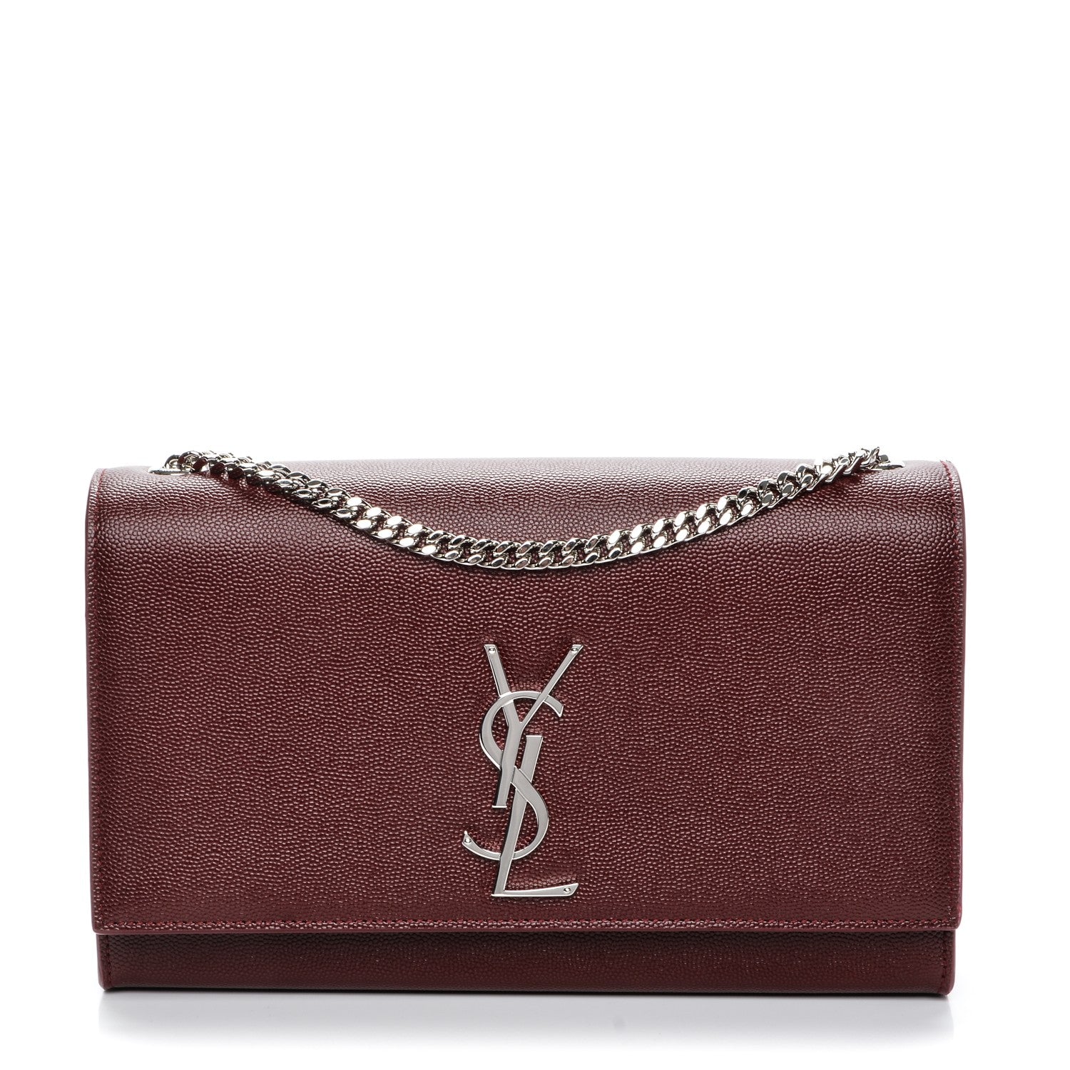 Saint Laurent Grain De Poudre Medium Monogram Kate Satchel Dark Red 1 of 6