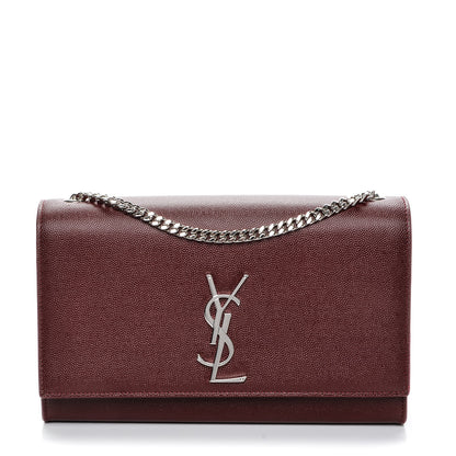 Saint Laurent Grain De Poudre Medium Monogram Kate Satchel Dark Red 1 of 6