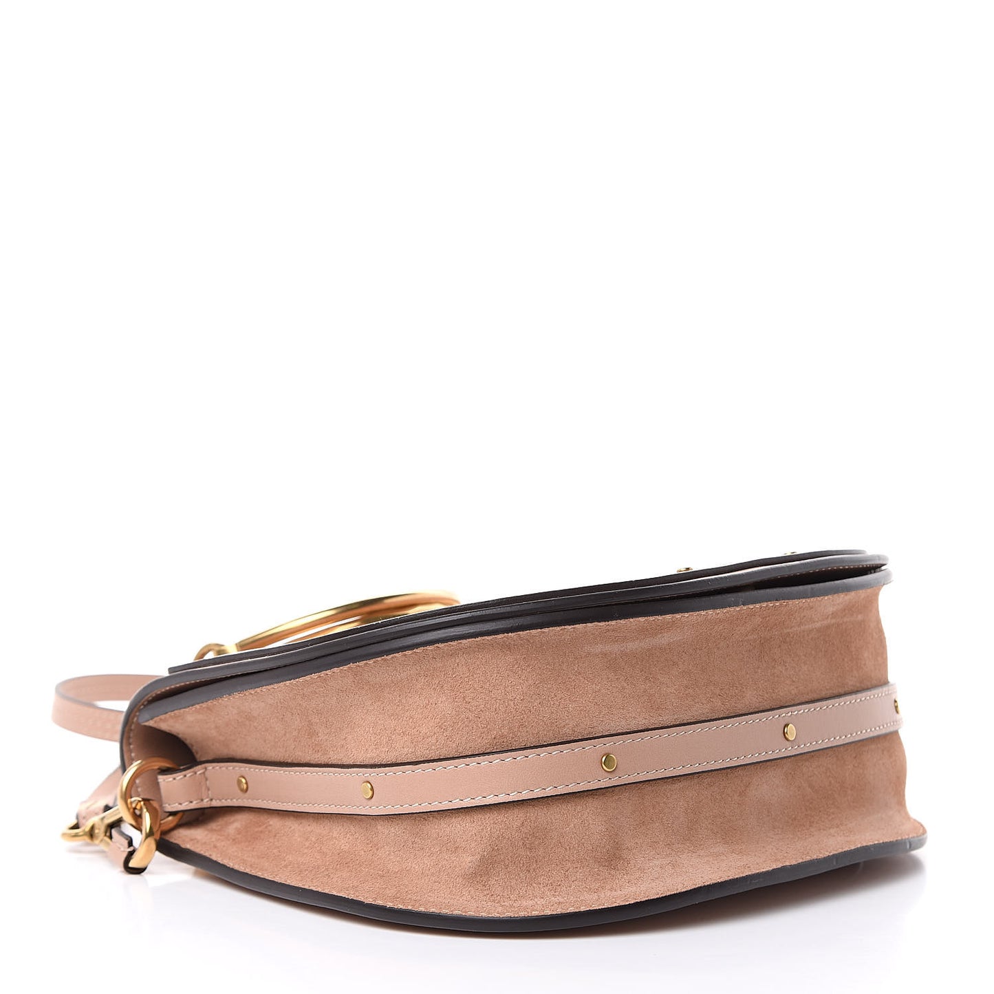 Calfskin Suede Medium Nile Bracelet Bag Biscotti Beige
