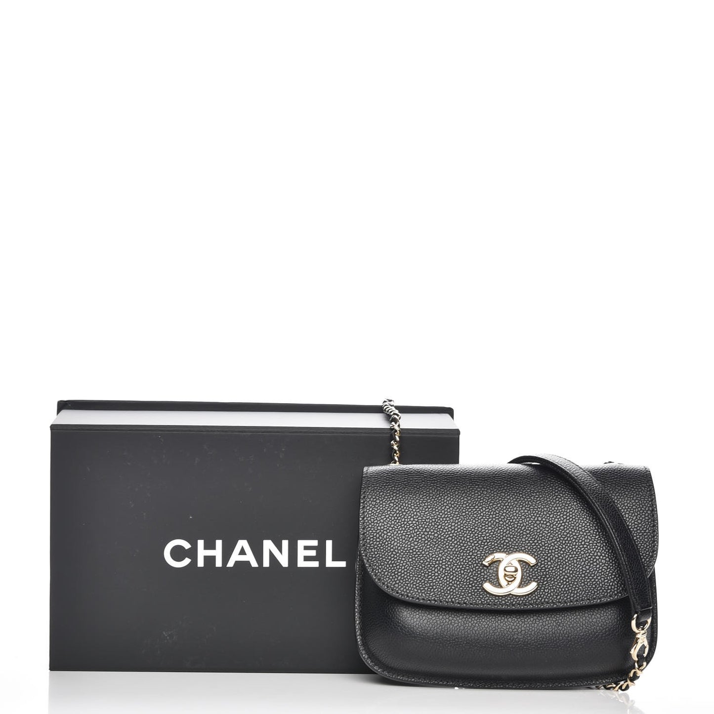 Caviar Mini Chain Flap Bag Black