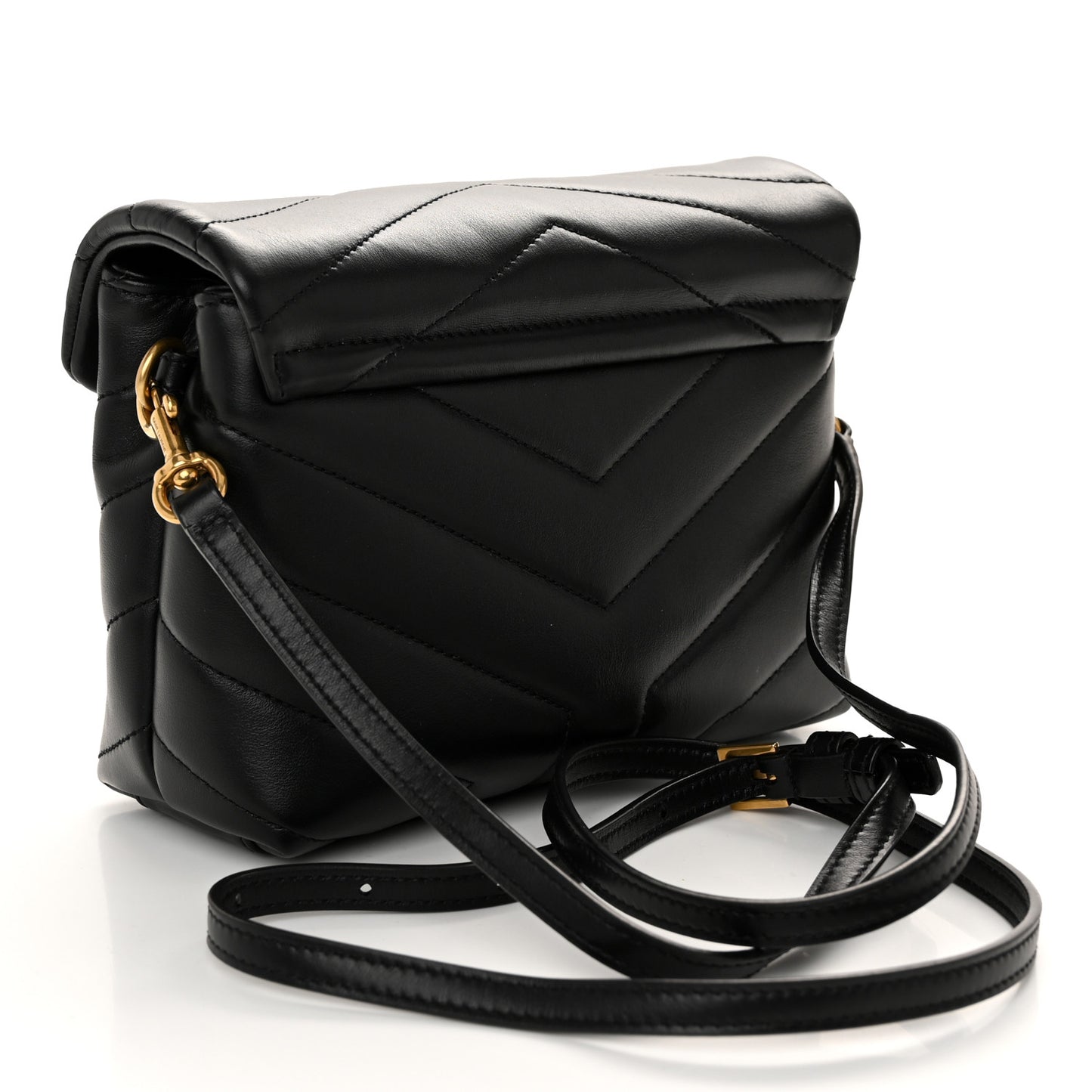 Calfskin Y Quilted Monogram Toy Loulou Crossbody Bag Black