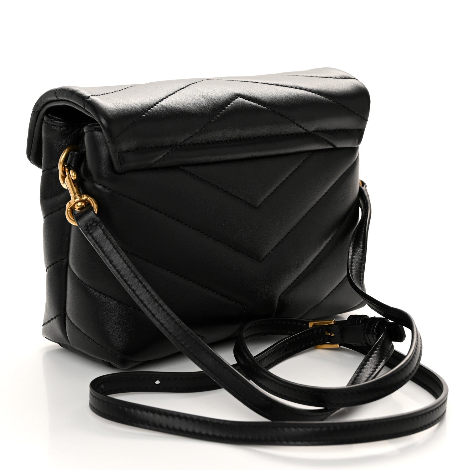 Saint Laurent Calfskin Y Quilted Monogram Toy Loulou Crossbody Bag Black 3 of 10