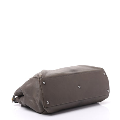 Fendi Goatskin Zucca Large Peekaboo Iconic Satchel Taupe Tobacco Moro 3 of 8