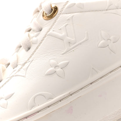 Louis Vuitton Lambskin Embossed Monogram Time Out Sneakers 35  White 12 of 13