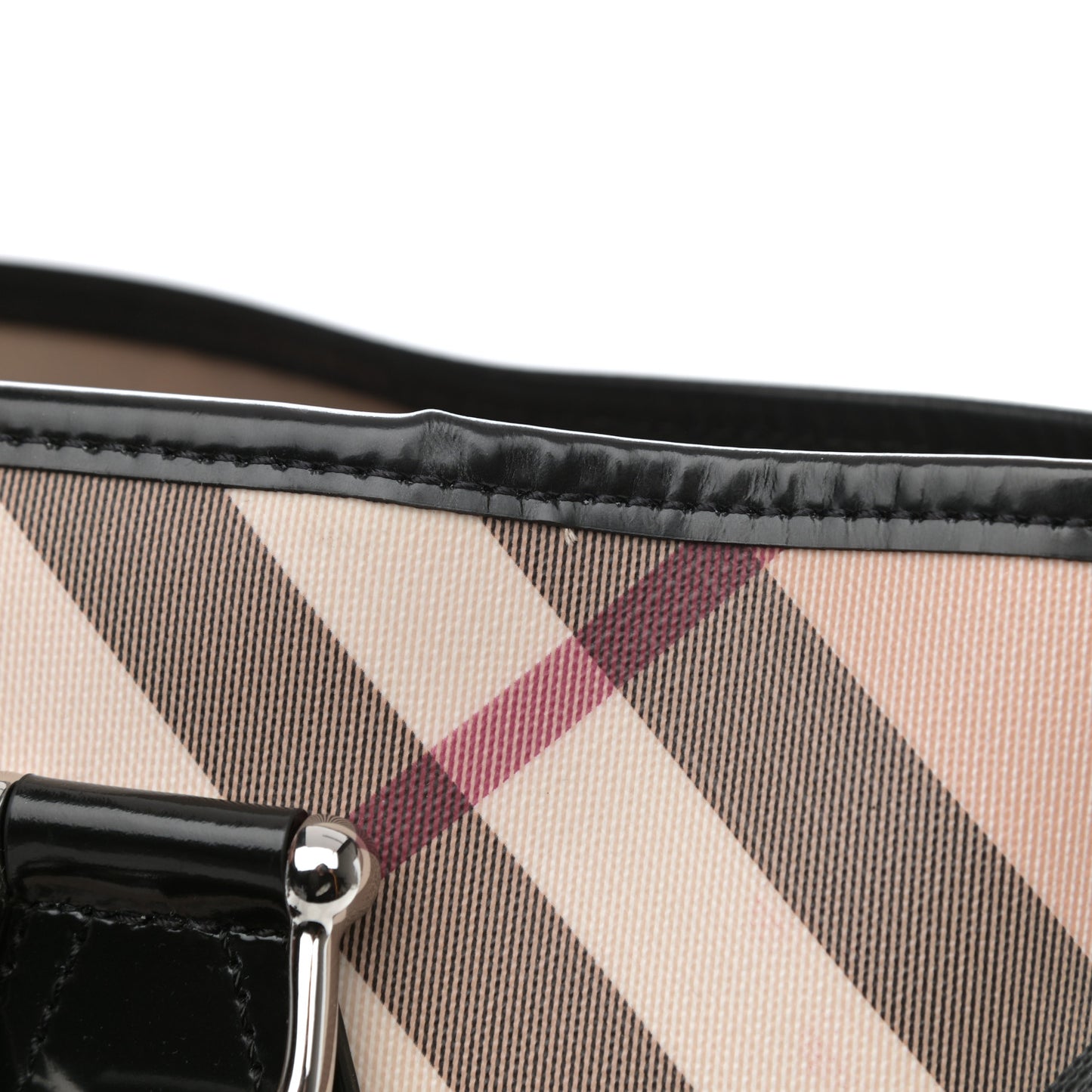 Patent Trim Nova Check Small Nickie Shopper Tote