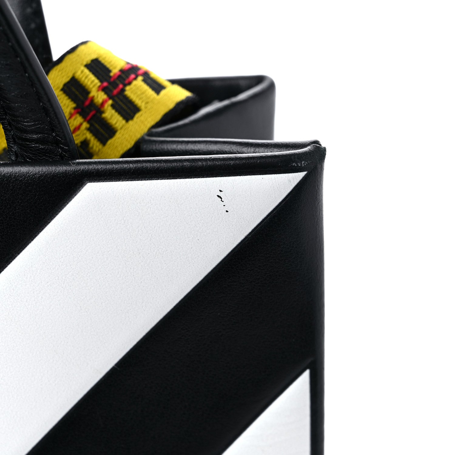 Off-White Saffiano Striped Diag Box Bag Black White 16 of 16