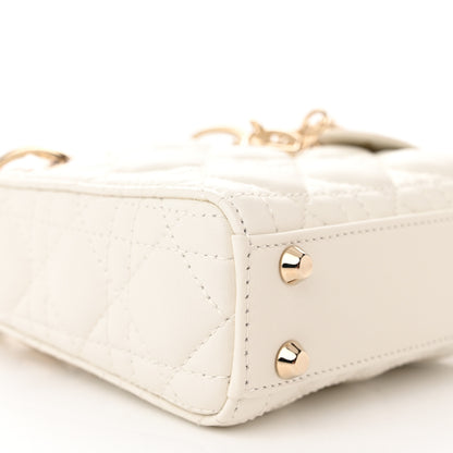 Christian Dior Lambskin Cannage Micro Lady Dior White 9 of 11
