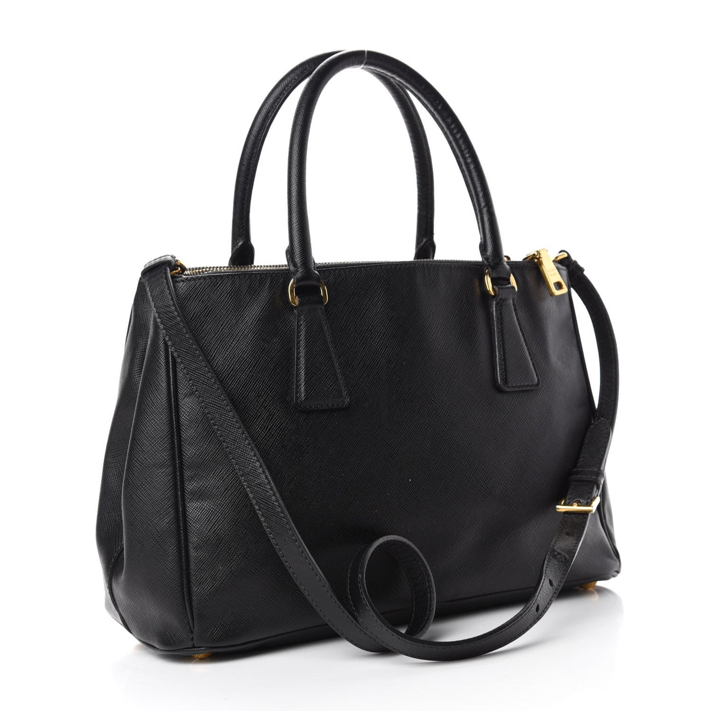 Saffiano Small Galleria Double Zip Tote Black