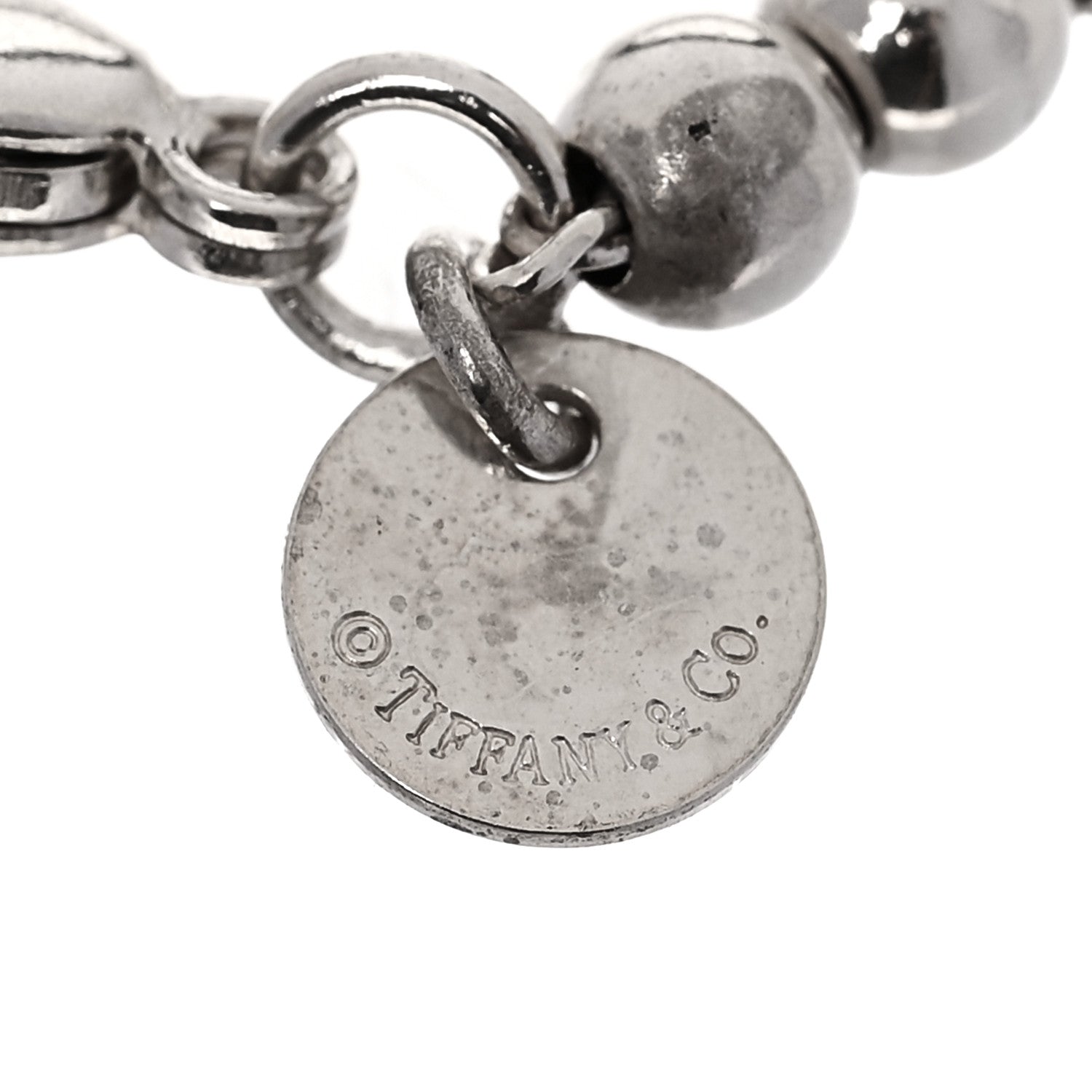 Tiffany Sterling Silver 4mm Mom Heart Tag Bead Bracelet 3 of 4