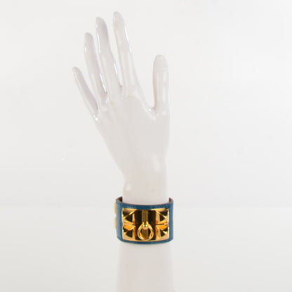 Hermes Shiny Alligator Collier De Chien CDC Bracelet S Bleu Izmir 2 of 6