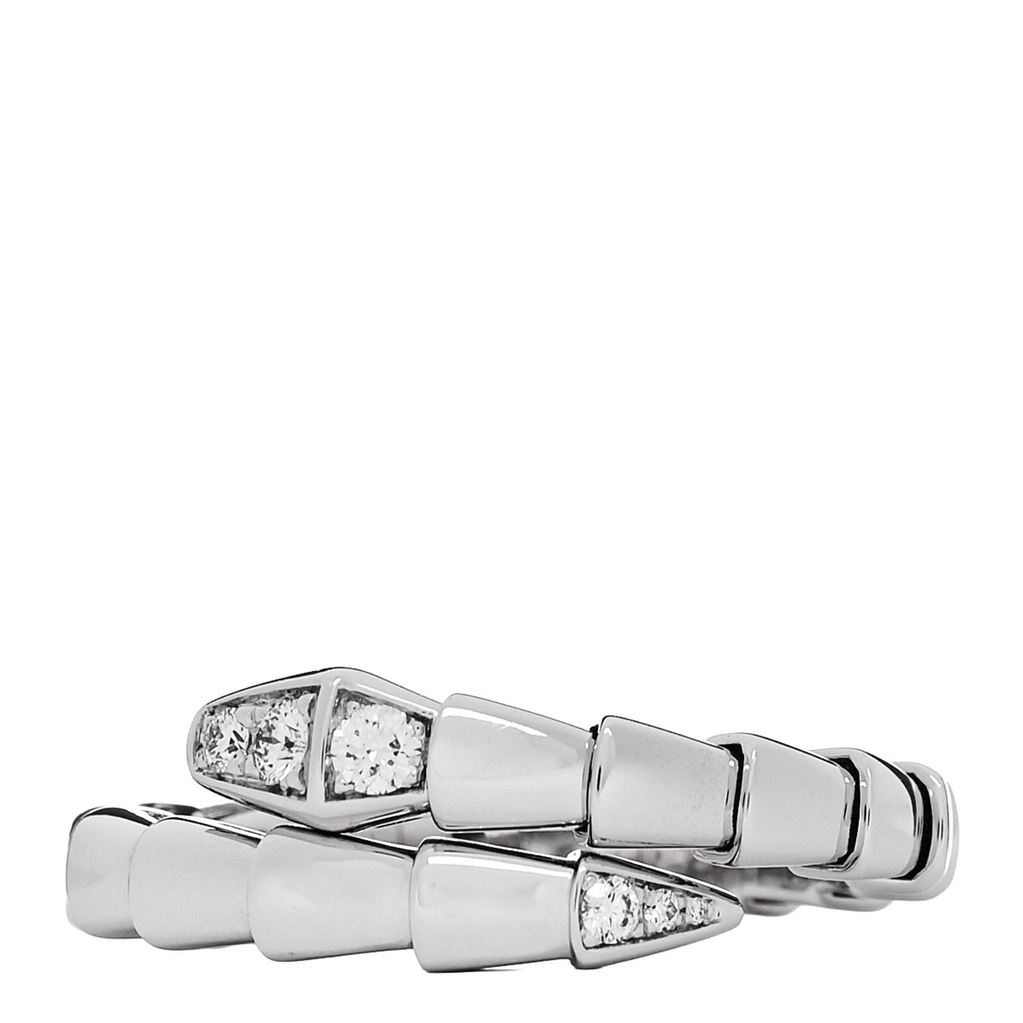 18K White Gold Diamond Serpenti Viper Single Spiral Ring 57 8 - 59 8.75