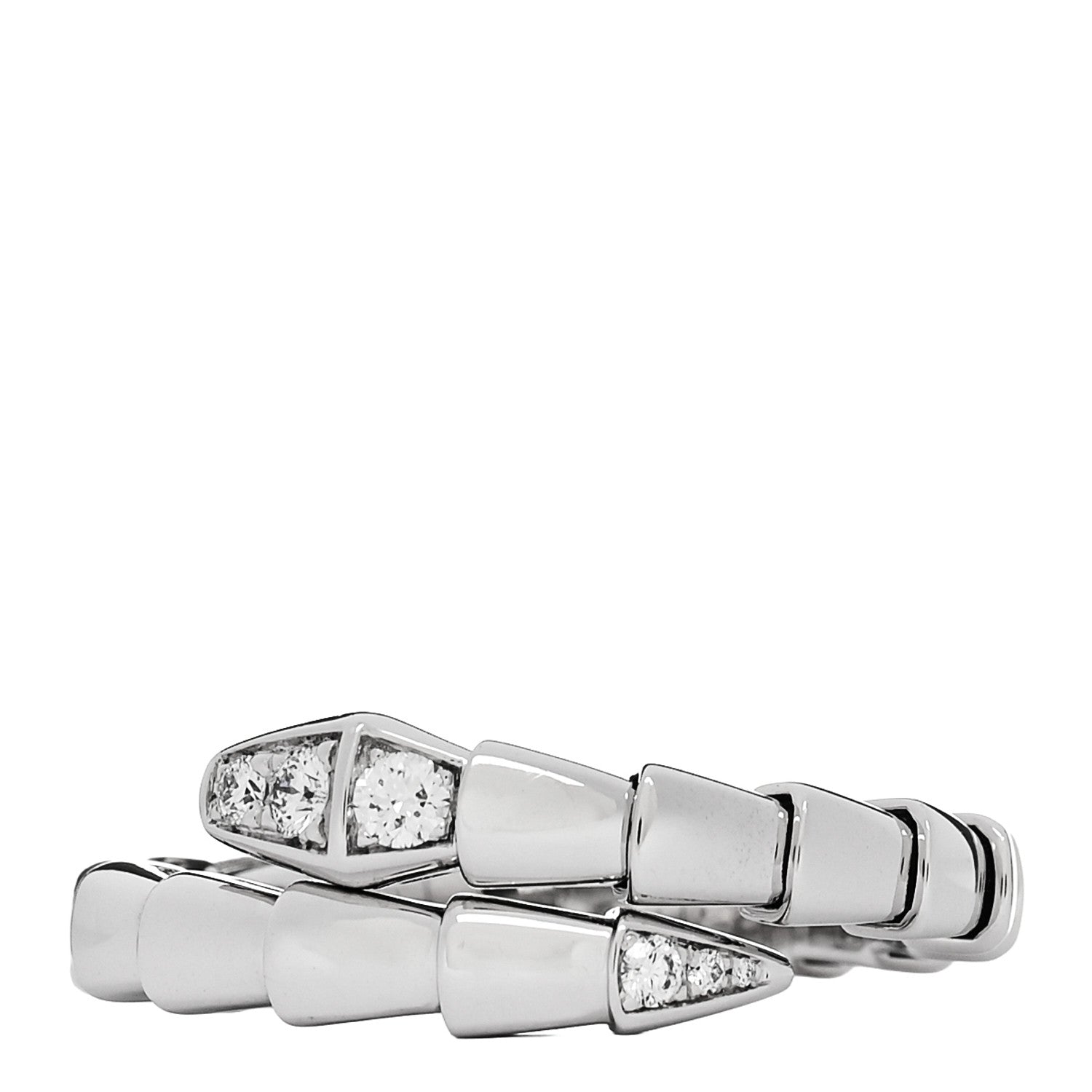 Bulgari 18K White Gold Diamond Serpenti Viper Single Spiral Ring 57 8 - 59 8.75 1 of 5