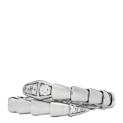 Bulgari 18K White Gold Diamond Serpenti Viper Single Spiral Ring 57 8 - 59 8.75 1 of 5