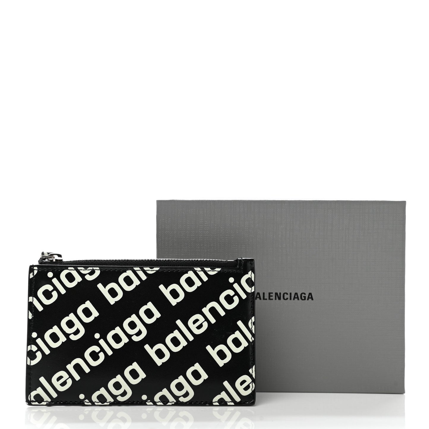 Calfskin Diagonal Logo Large Cash Long Coin Card Holder Black