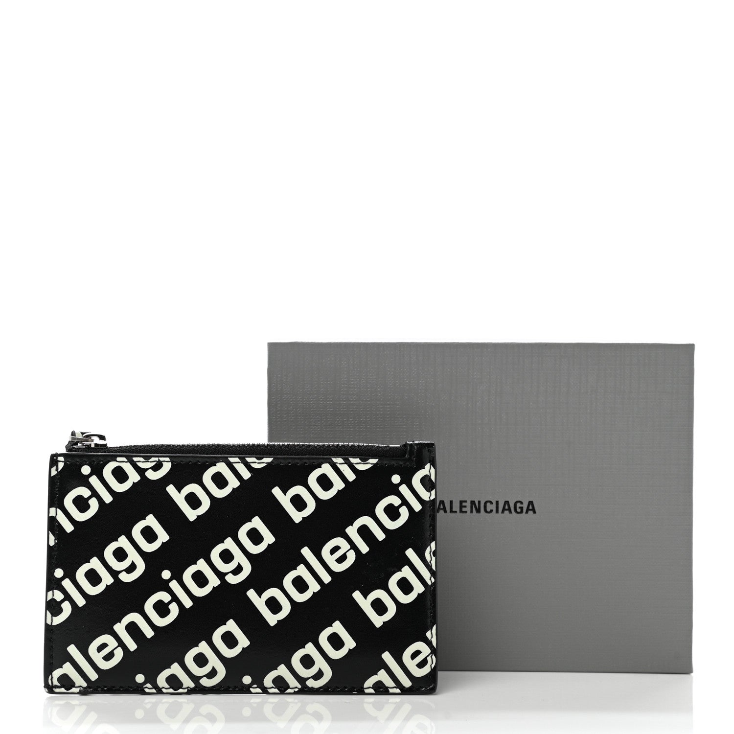 Balenciaga Calfskin Diagonal Logo Large Cash Long Coin Card Holder Black 9 of 9