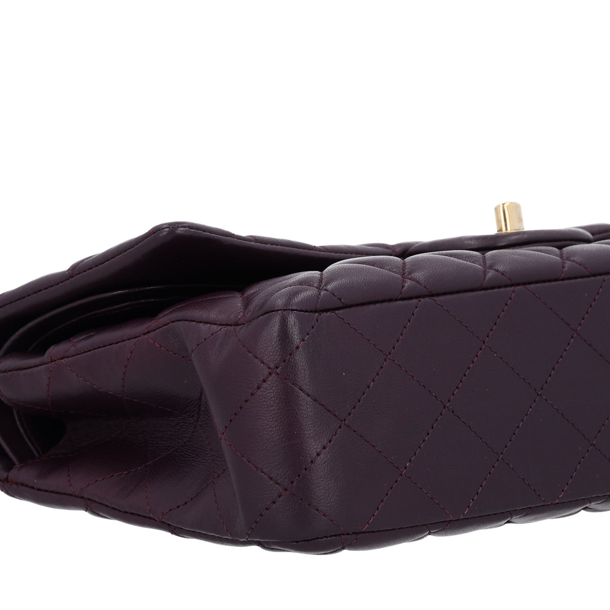 Lambskin Quilted Medium Double Flap Dark Purple